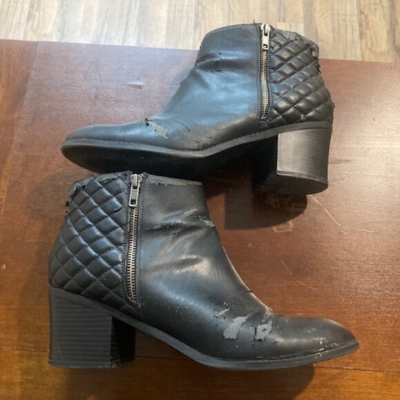 MIA Black Block Heel Booties 13 Well Worn - Picture 1 of 7